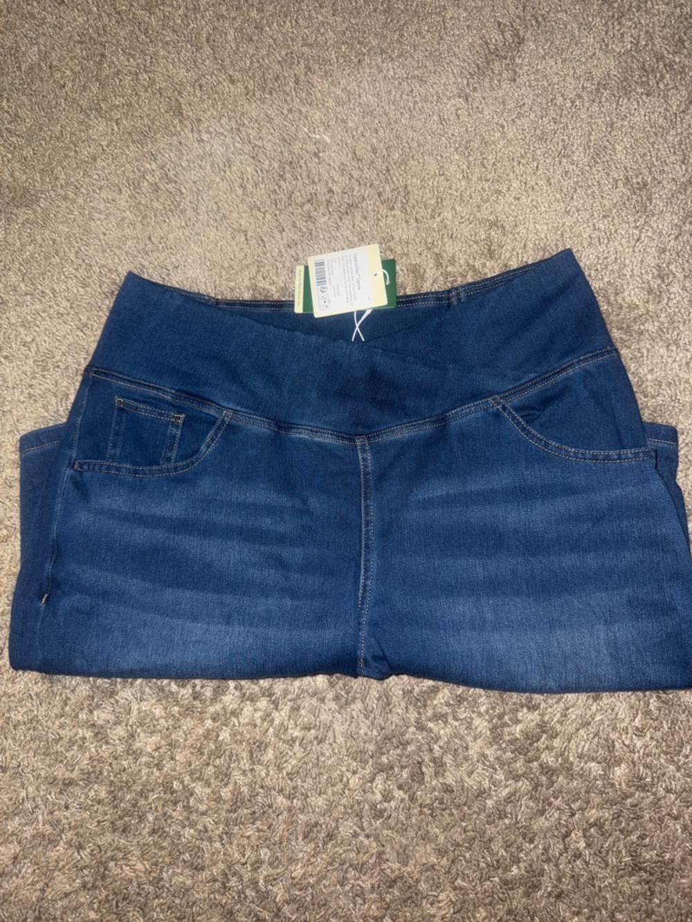 HALARA Estate Blue Denim-Look Stretch Bermuda Shorts flex high waisted tummy - Picture 5 of 5